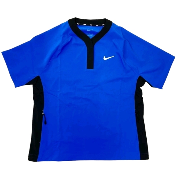Nike Women's Stock Short Sleeve Softball Windshirt Royal Blue and Black Top , M - Picture 9 of 9
